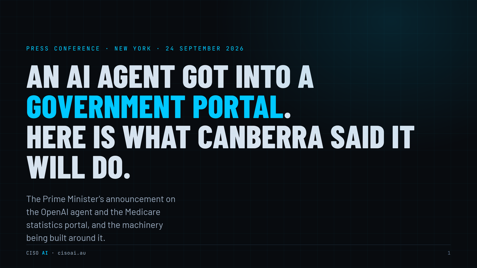 What Canberra announced after an AI agent reached a government portal, slide 1 of 10