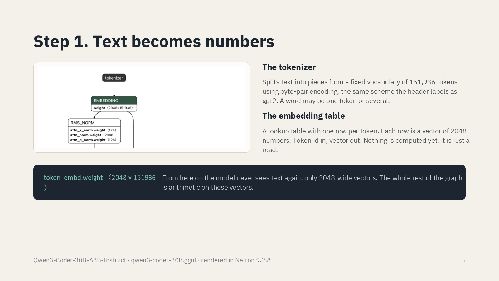 How an LLM works: inside Qwen3-Coder with Netron, slide 5 of 14