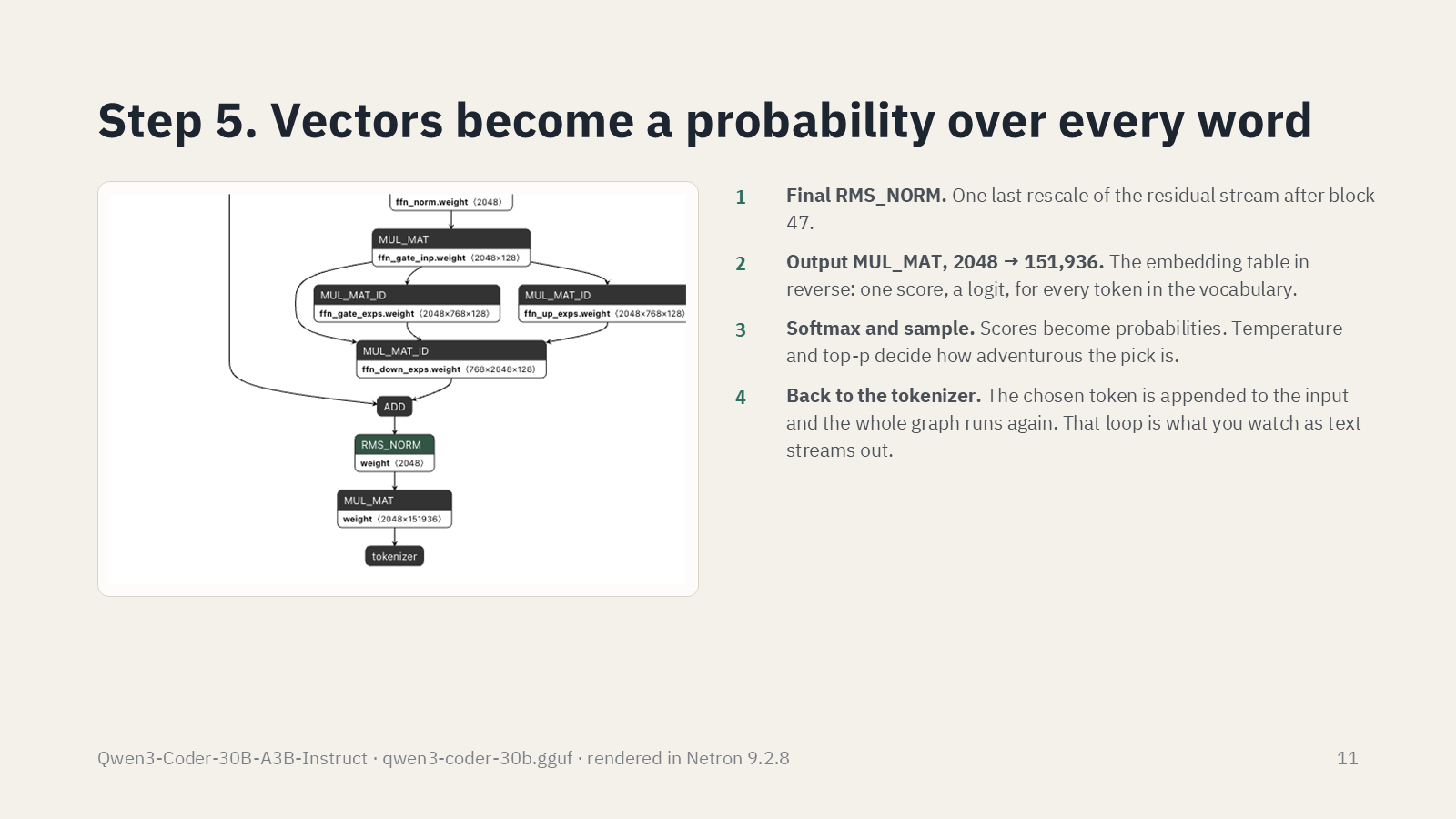 How an LLM works: inside Qwen3-Coder with Netron, slide 11 of 14